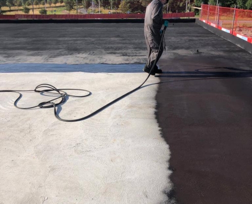 Beton dek inspuiten met Liquid rubber. Zodat de daktuin wordt afgedicht en het waterdicht is.